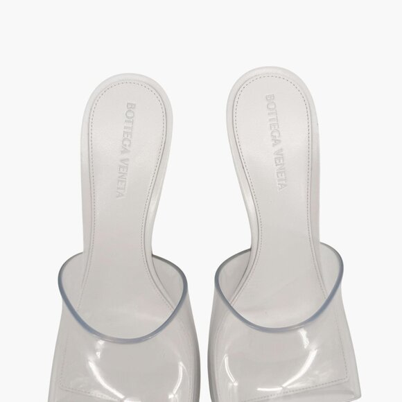 Bottega Veneta Stretch Mule Sandals Size 39 US 9 White Glass Clear Rubber Heels - Picture 6 of 15